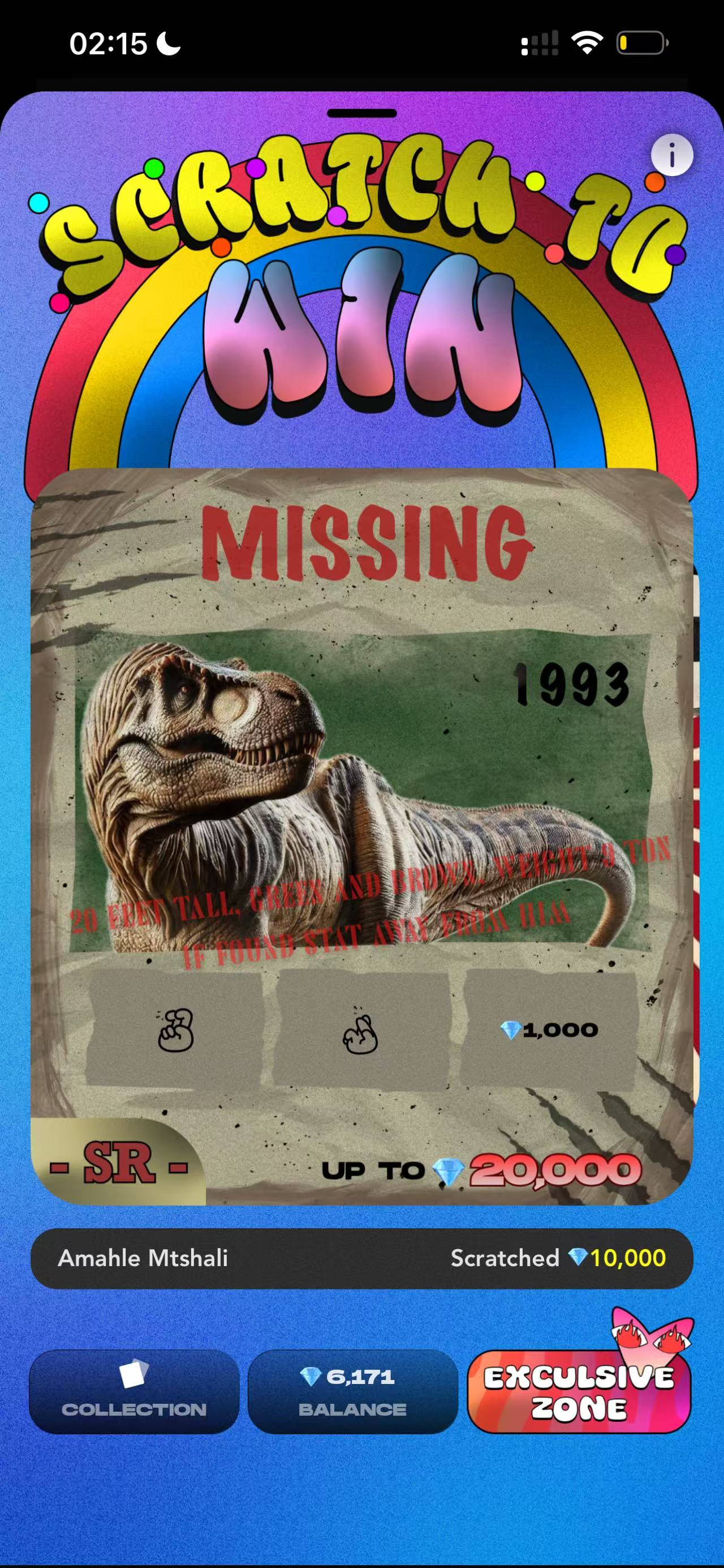 Fr+ Scratch Card — up to 20,000 diamonds